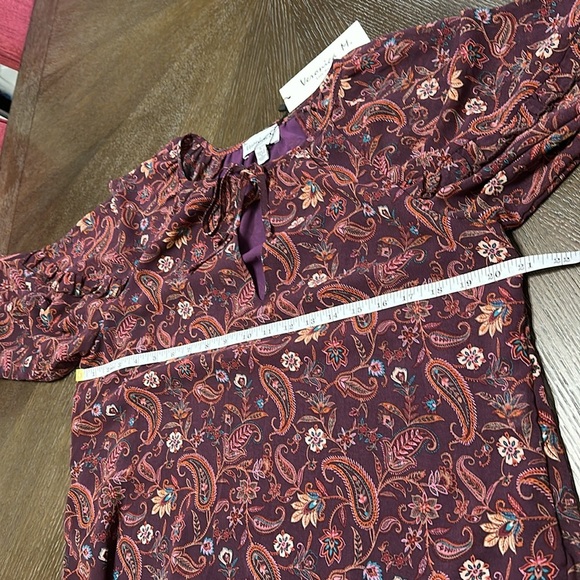 Veronica M Gredana Ruffle Chiffon Blouse- Top, Deep Plum Paisley, Women’s Small - Picture 10 of 14
